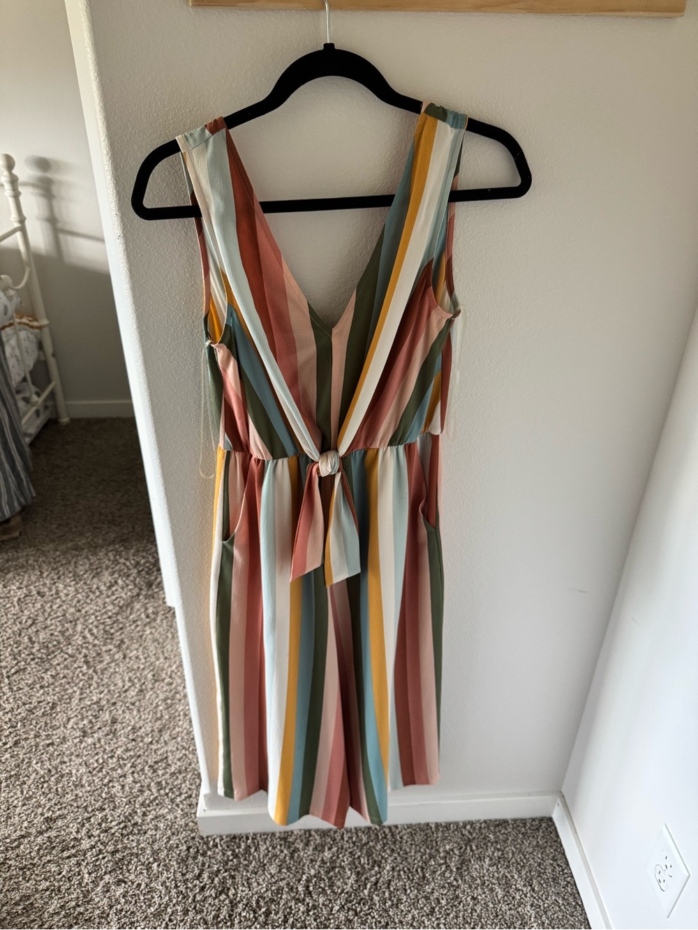 As U Wish Multicolor Striped Sleeveless Jumpsuit with Front Knot